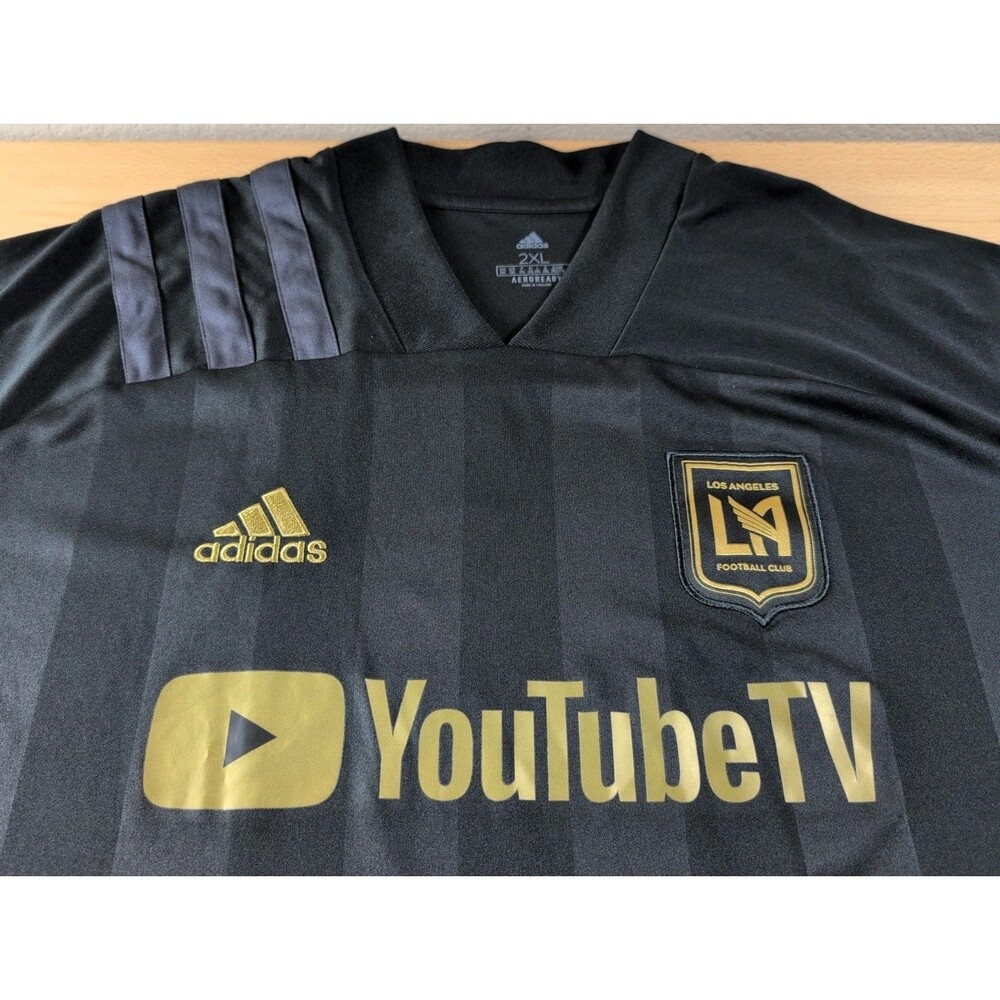 Adidas Los Angeles FC LAFC YouTube TV Black/Gold Soccer Jersey Size 2XL